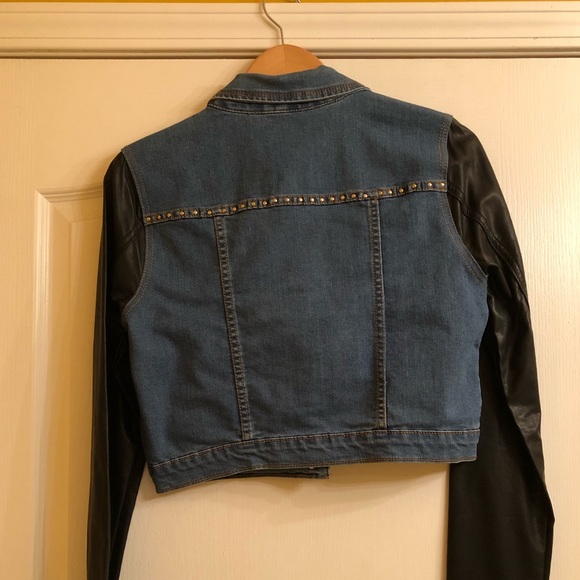 Forever21 Premium Denim Jacket w/ Pleather Sleeves - Picture 6 of 8